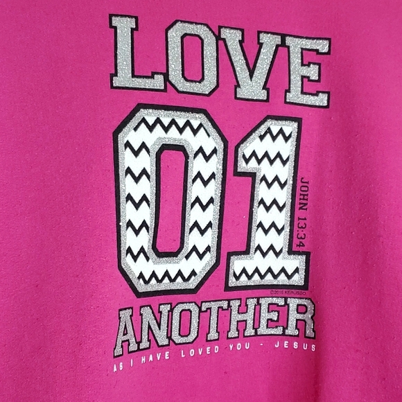 Jerzees NuBlend Pink "Love 01 Another" Long Sleeve Hoodie - Size XLarge - Picture 12 of 12